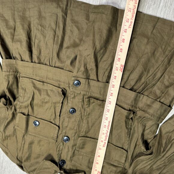Maeve Anthropologie Olive Green Flounced Utility Shirt Jacket Oversized Size S - Picture 6 of 6